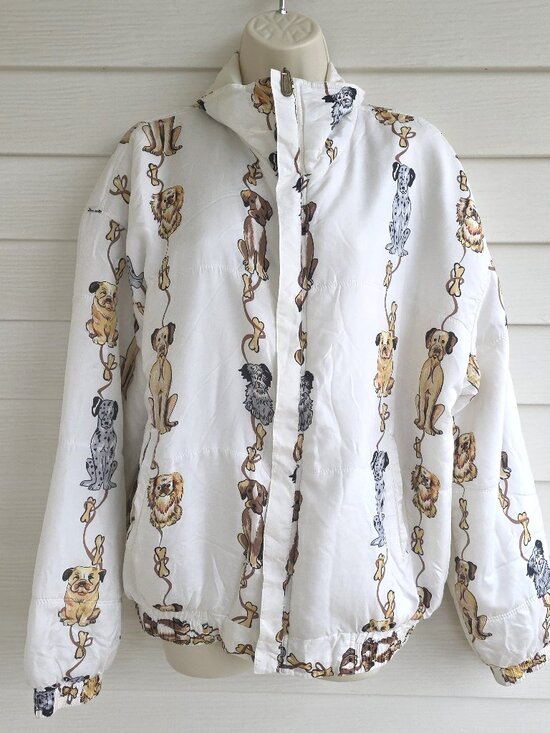 Caoca Jackets & Blazers - Vintage 90s Coaco Silk dog themed lightweight puffer jacket